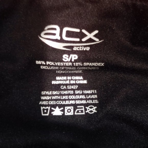 ACX Active 3/4 leggings black with graphic design women's size S - Picture 6 of 6